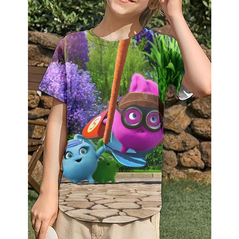 Sunny Bunnies 3DPrinting Children Animated Series Tops Round Neck Cartoon Casual Children Comfortable Tees summer Tops Funny T-shirt Anime T-shirt