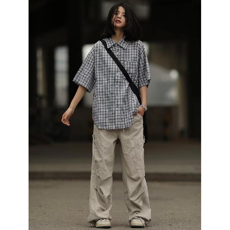 Pánská košile s krátkým rukávem Letní Japonská Retro Volná Ležérní Košile s pětinovým rukávem Módní Značková Košilová Bunda