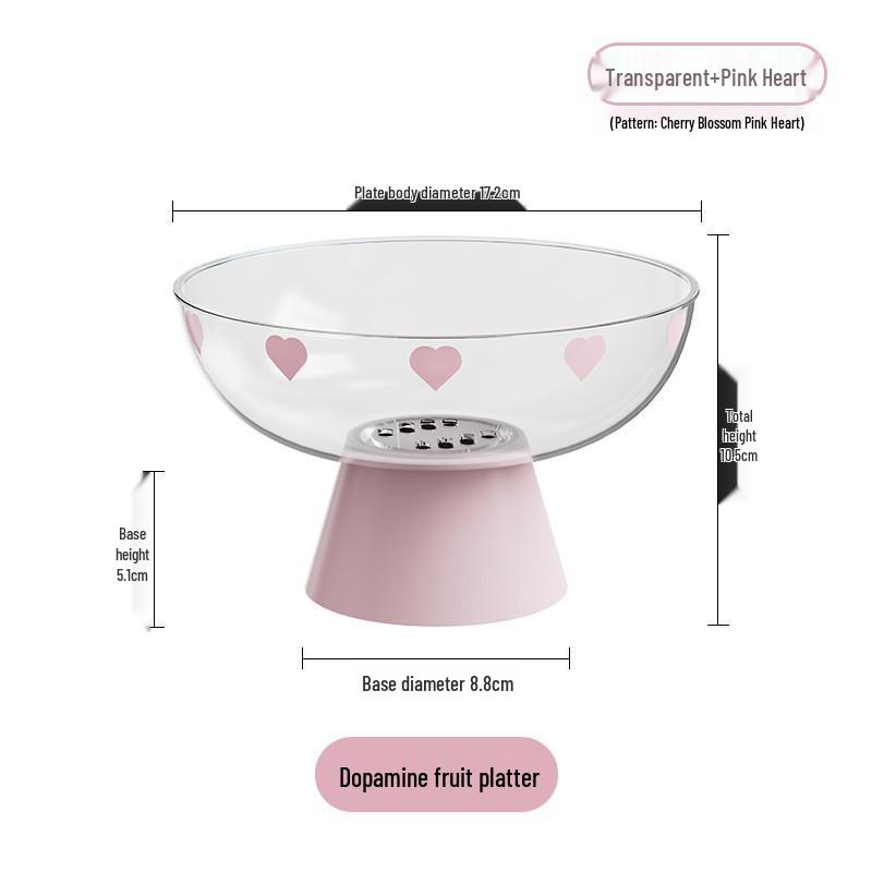 Dim Sum High-Footed Fruit Plate: Blue & Pink Dopamine Draining Basket One Piece