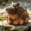 Hippo Fountain Decor Water Spitting Hippopotamus Figurine, Realistic Resin Statue, Animal Weather Resistant Ornament Sculpture for Garden Pond