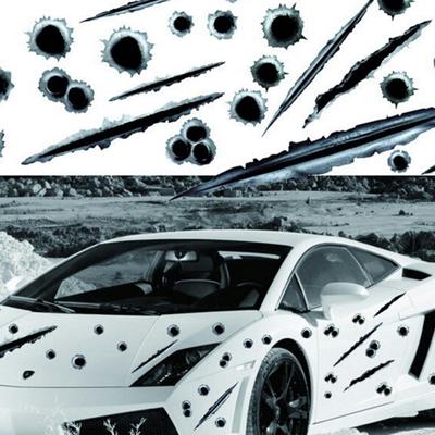 Creative Car Styling 3D falešné střely z pistole střely Legrační nálepky na auta Obtisky