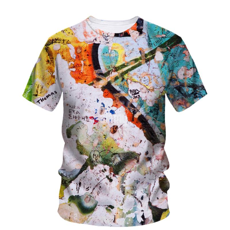 Streetwear Artistic Graffiti T-shirts 3D Printing Round Neck Short Sleeves Summer Comfortable Hip Hop Men's T-shirts