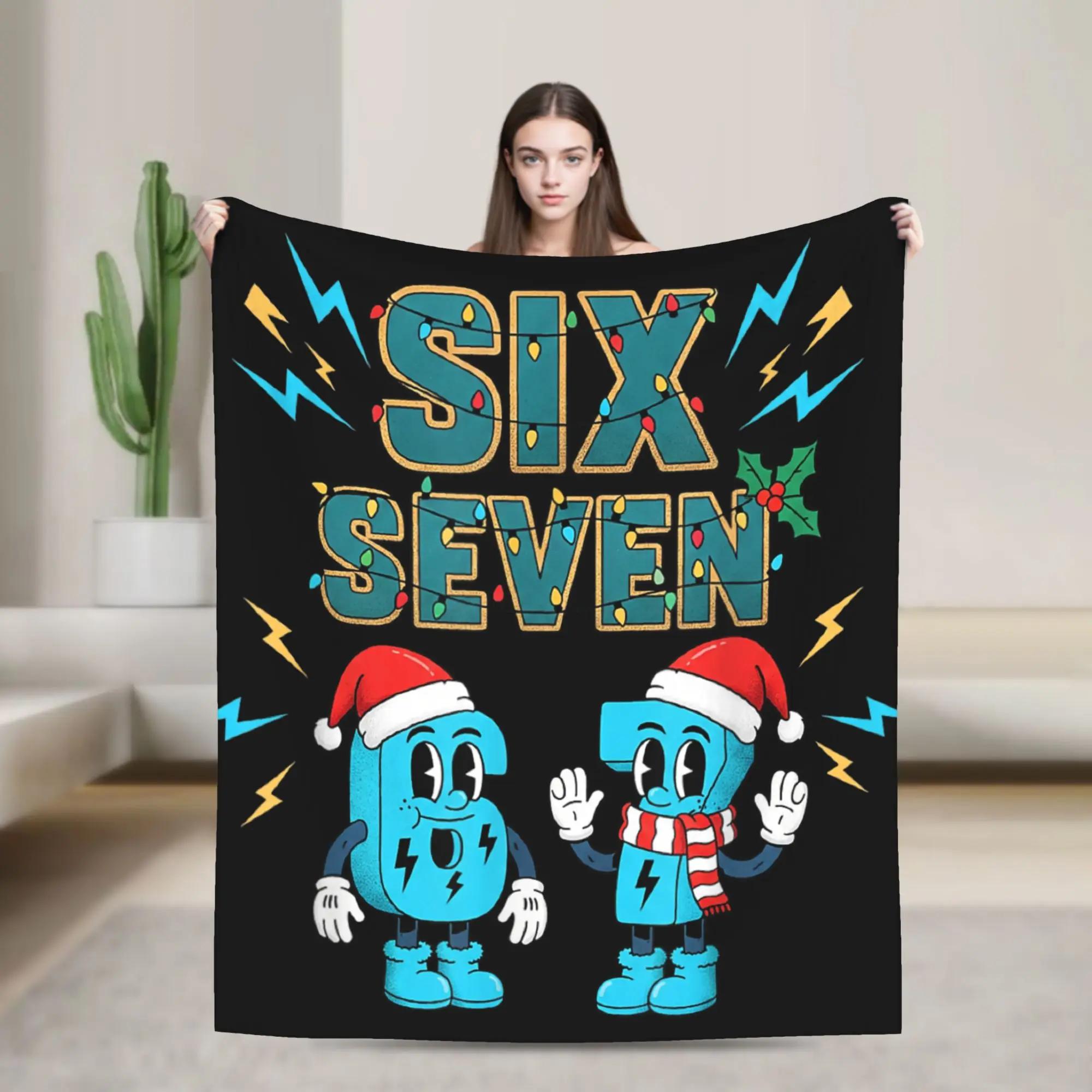 

Six Seven Santa Christmas Funny Italian Brainrot Meme Plush Blanket for Kids Soft Throw Blanket Bedroom Bedspread Design 40x50inch 101x127cm