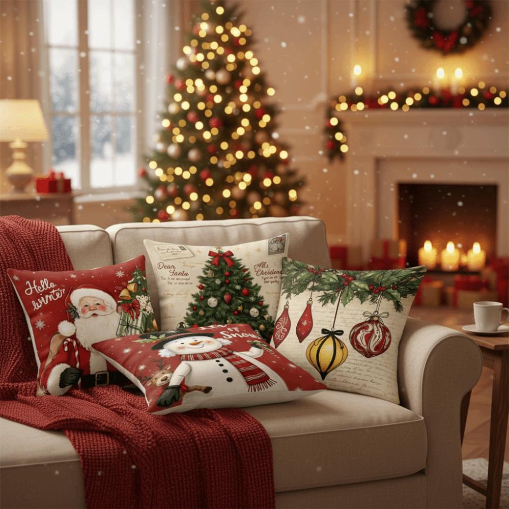 Plush Decorative Pillowcase 45*45cm Throw Pillow Cover Elegant Christmas Cushion Cover  Home Decor