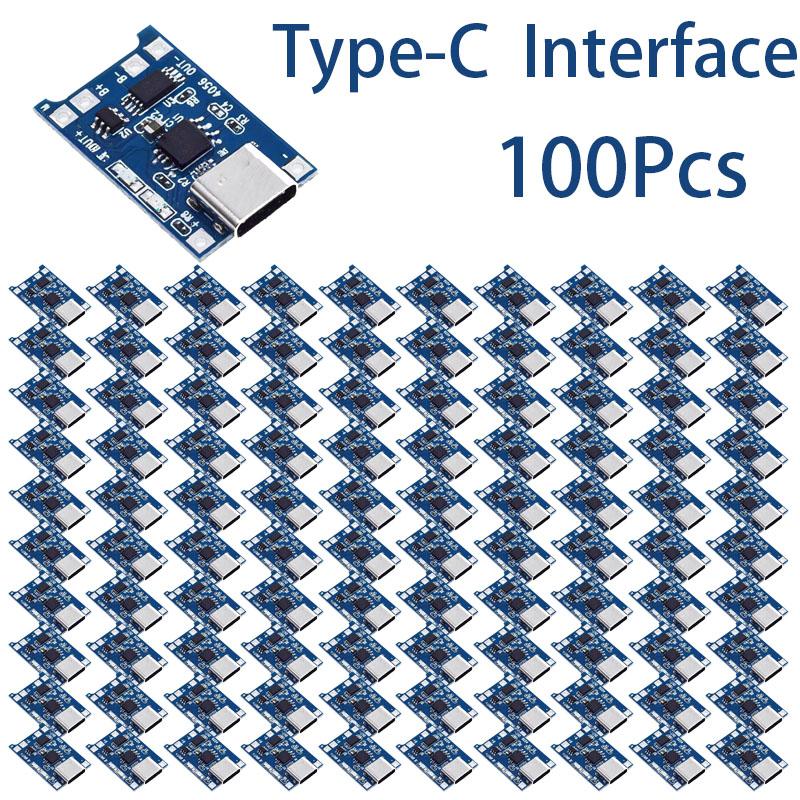 10/20/50/100Pcs TP4056 1A Lithium Battery Charging Board Module Type C USB Interface Charge Protection 2 In1