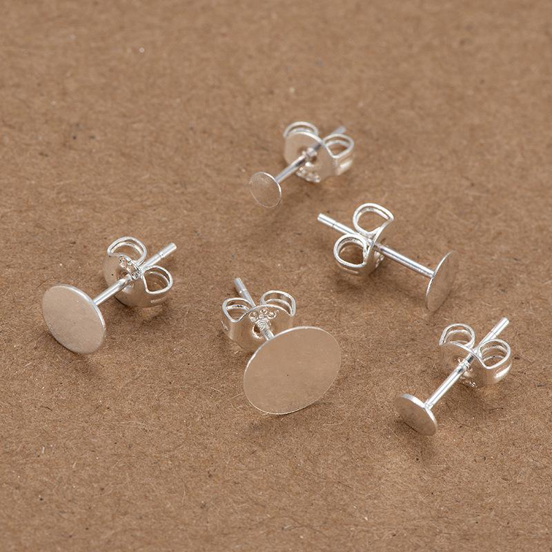 

925 Silver Flat Head Stud Earring Bases for DIY Pearl Settings