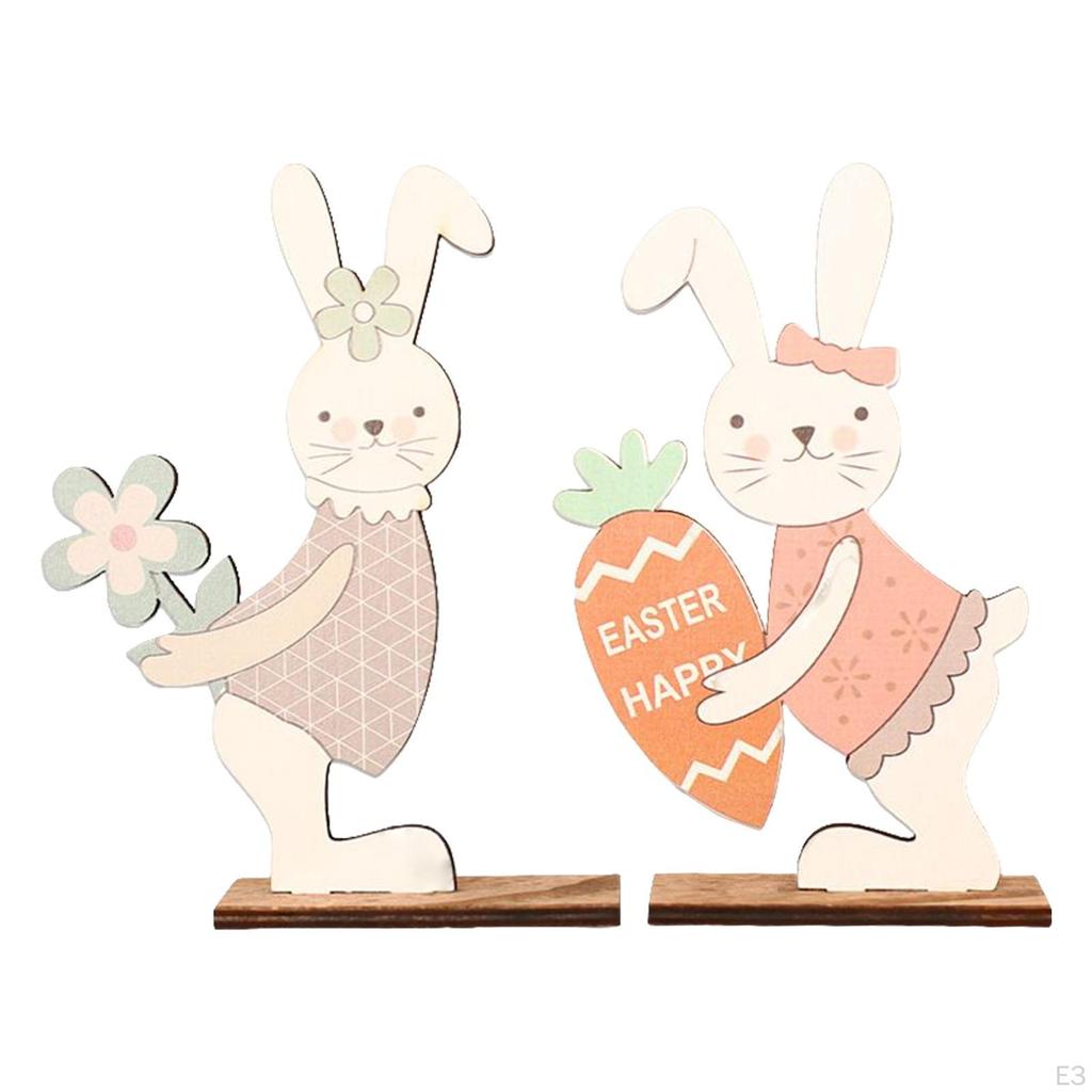 Adorable Easter Bunny Wooden Table Decor with Stable Base - Lightweight and Charming