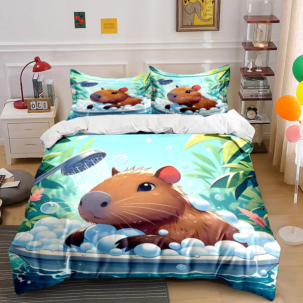 Capybara in bubble bath. Bedding sets Duvet cover sets Duvet covers Pillowcases(1 * Duvet Cover 2 * Pillowcases without duvet insert)