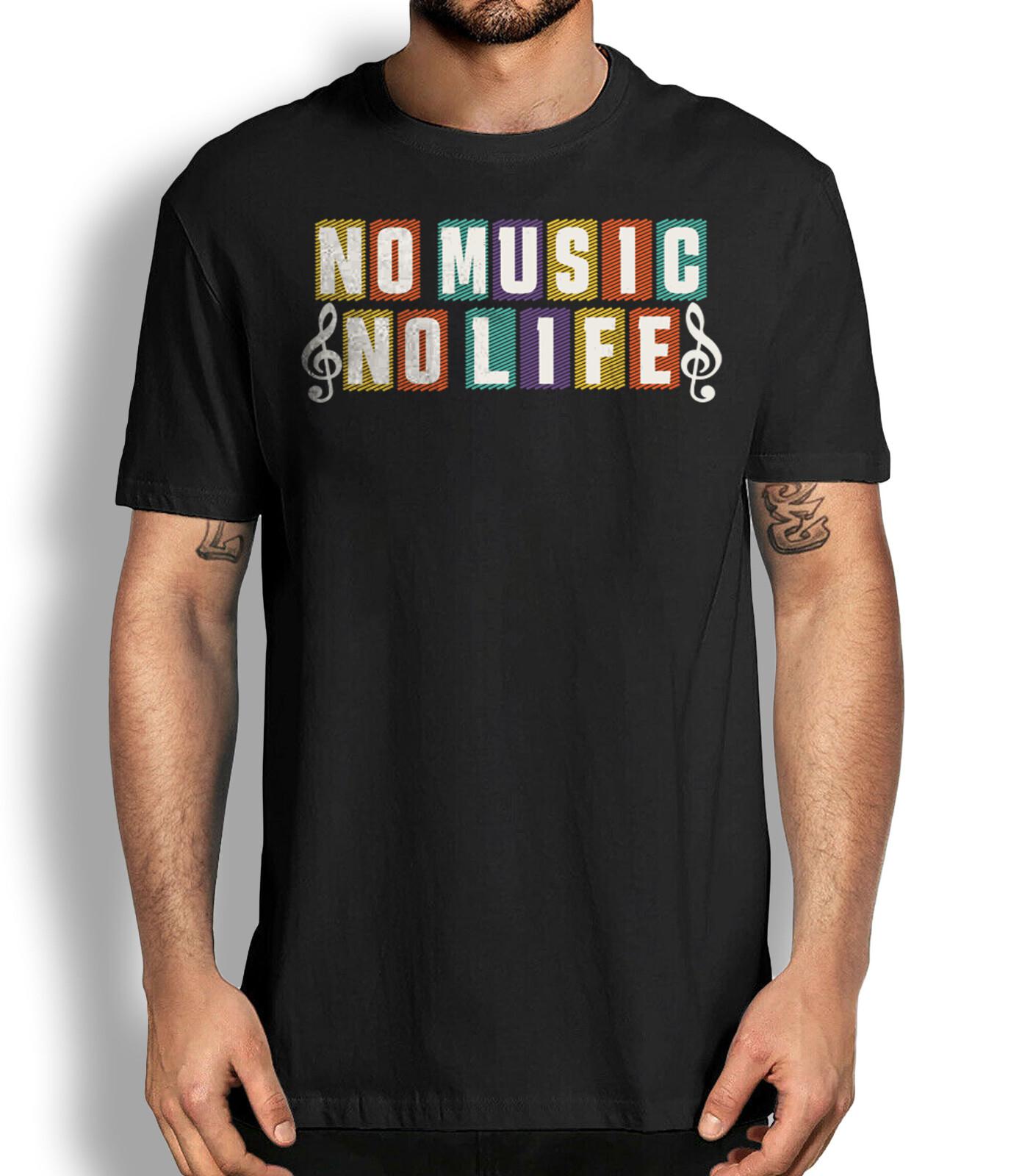 No Music No Life T-shirt Musician Vintage Music Graphic T-shirt XL