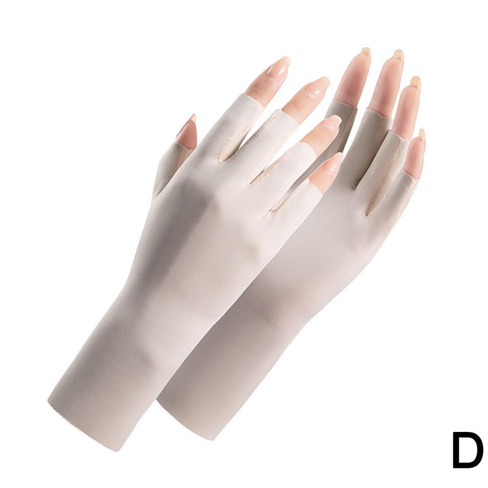 1PAIR Women Summer Sunscreen Gloves Ice Silk Half-finger Gloves Fashion Elegant UV-resistant Breathable Multicolor Driving Glove