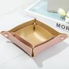 2PCS Nordic Leather Desktop Storage Tray PVC Leather Jewelry Cosmetic Key Storage Tray Desktop Folding Organizer Storage Box