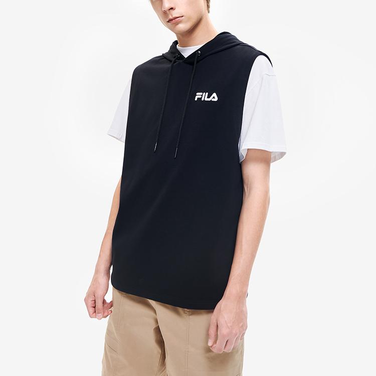 Fila Letter Hooded Sleeveless T-Shirt Men Tops Black F11M229112FBK