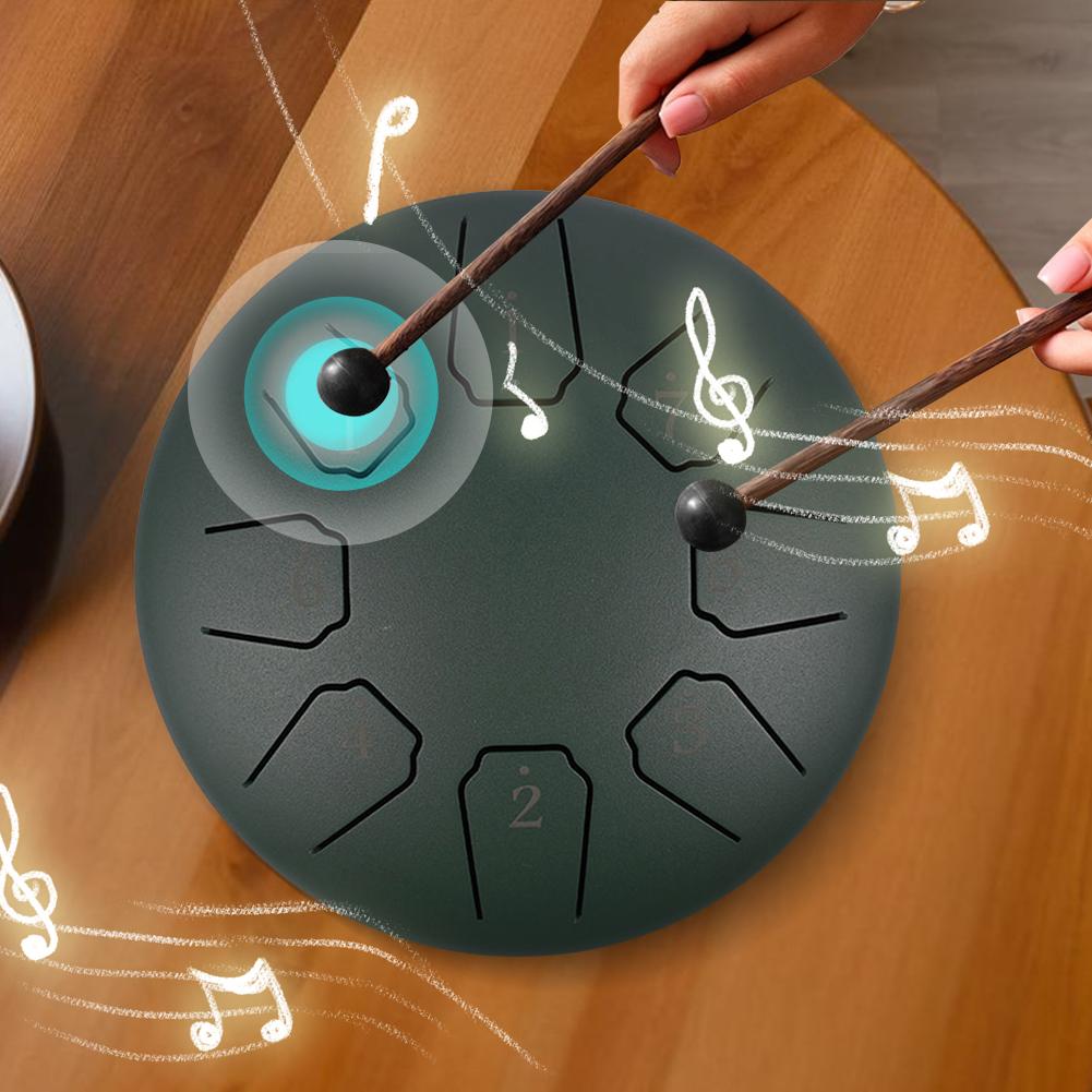 6 Inch 8 Notes Handpan Drum with Travel Bag and Mallets Hand Pan Drum Rain Chime for Entertainment Yoga Zen Gifts