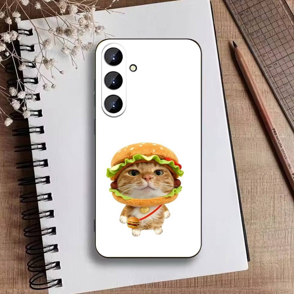Goofy Cats Big Eyes Phone Case For Samsung Galaxy A73,21,22,32,71,53,52,51,80,5G Soft Black Cover
