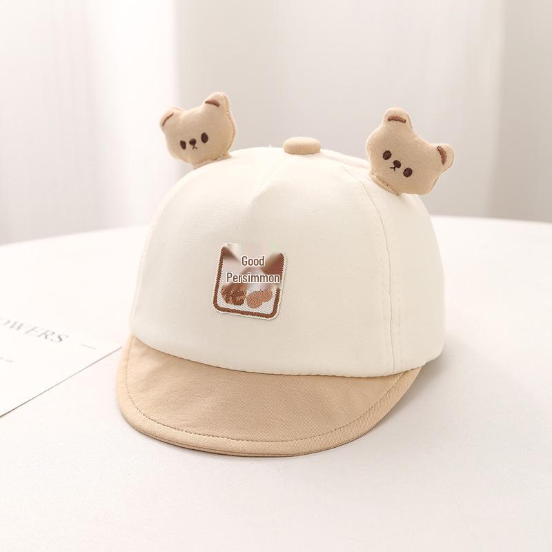 

Spring Baby Duckbill Hat - Soft Brim Sunshade Cap with Cute Auspicious Words for Boys & Girls 44cm/0-6 months бежевий