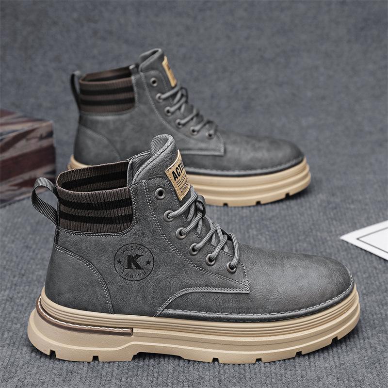 Martin Boots Men's High-top Autumn Black Construction Site Labor Insurance Tooling Boots Men's Outdoor Combat Training Mountaineering Boots Thick-sole