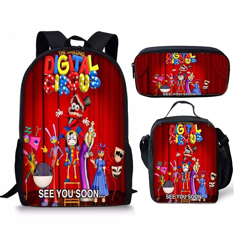 Kids School Backpack Set With Pencil Case Crossbody Bag - Cute Cartoon Print Oxford Fabric Lightweight Breathable Grades