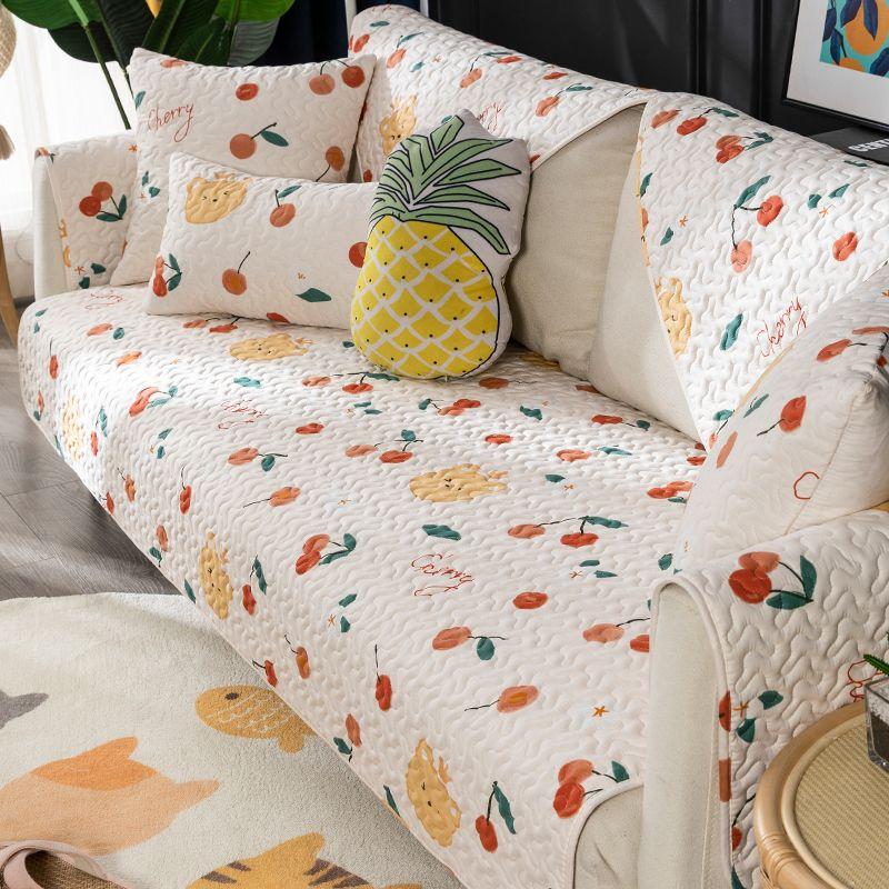 

Интернет-знаменитость Ins Фруктовая хлопковая подушка для дивана Нескользящая Круглогодичная Нейтральная Тканевая подушка из чистого хлопка Чехол на диван Полотенце для дивана Мультяшный