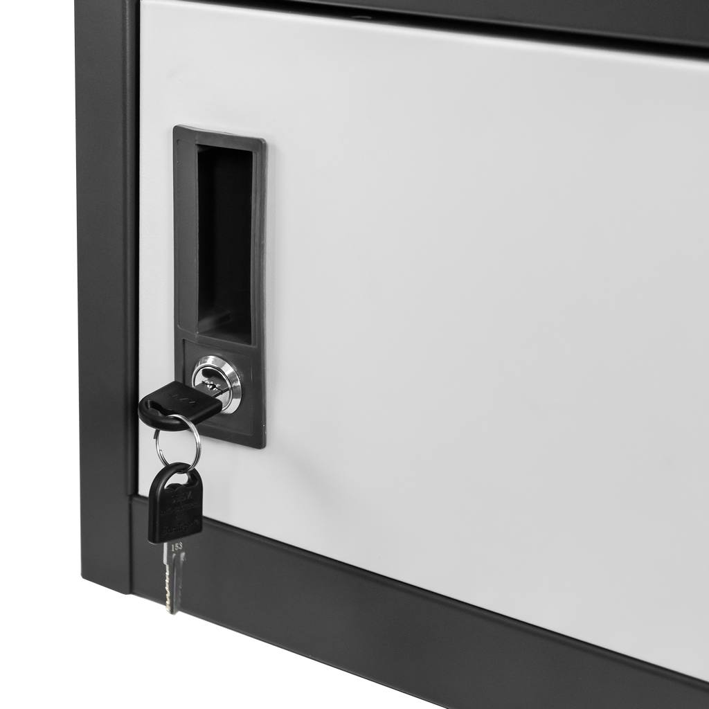 Mega-M tool cabinet for workbenches 1 drawer + 1 cabinet with doors W-37 cm x D-48.6 cm x H-50 cm system 01 graphite/gray front N