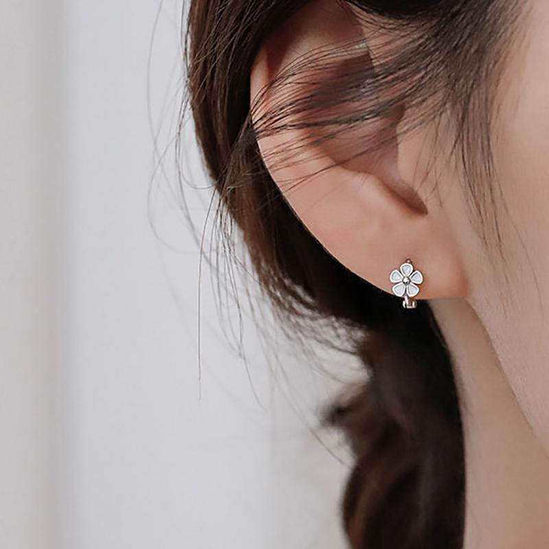 Cercei cu cerc cu flori de 14K pentru femei Cercei din argint Hikaw Cercei hipoalergenici de aur, care nu se întâlnesc