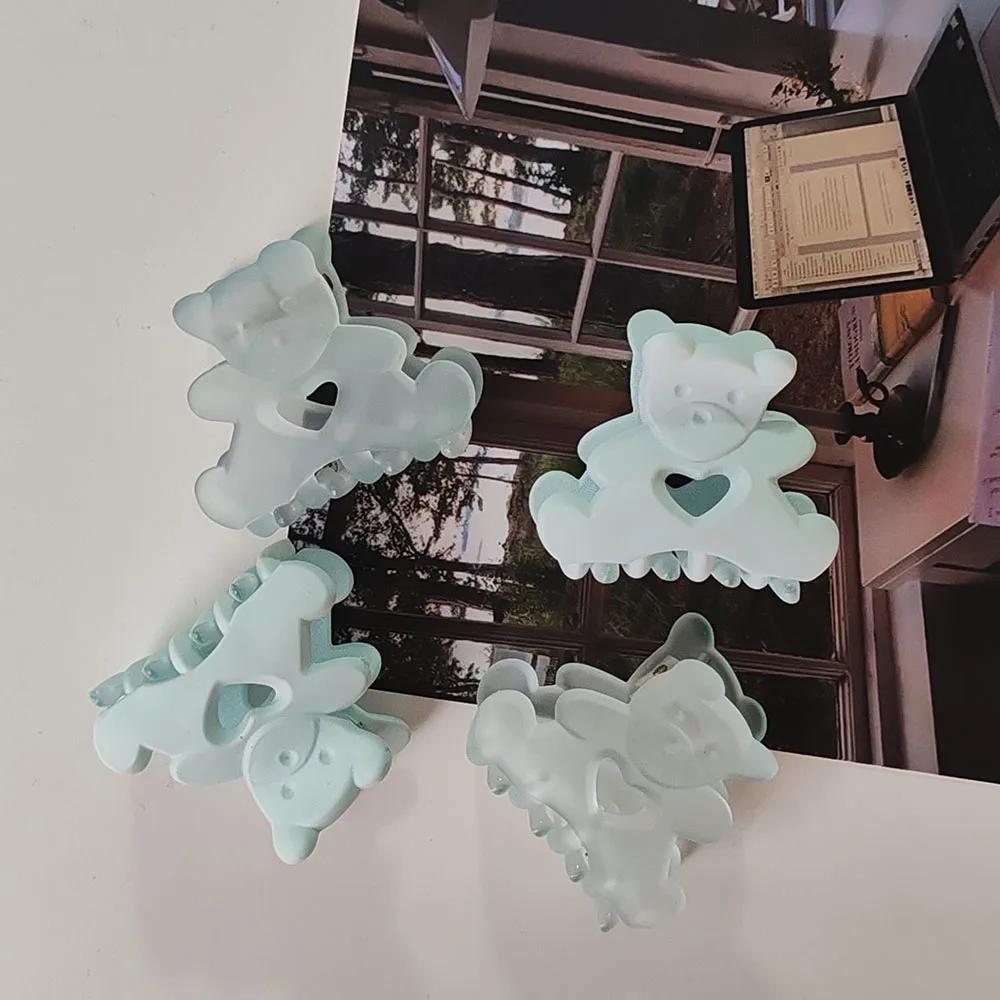 4pc Fashion European and American Cute Blue Bear Hair Claws Clips for Girls Women Ladies Korean Kawai Hair Accessories