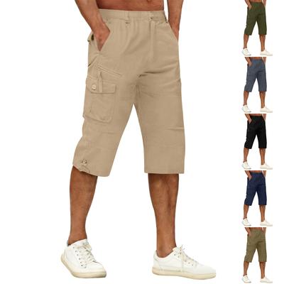 Men's Loose Fit Cargo Shorts Lightweight Workwear Multi Pocket Knee Length Cotton Blend Casual Bottoms