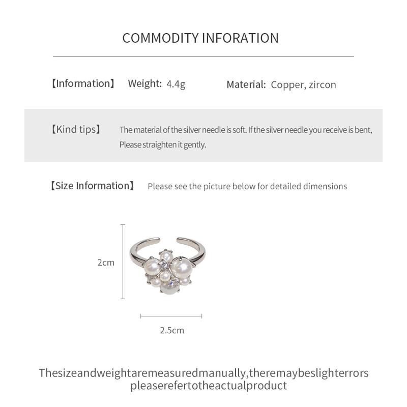 Zircon Square Water Drops Simple Open Ring Elegant  All-Match Ring Women'S Jewelry