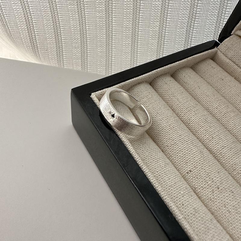 

Кольцо с шестиконечной звездой из стерлингового серебра 925 пробы, матовое, с цирконом, дизайн в стиле японских блогеров, женское, широкое и узкое, с матовой отделкой Adjustable