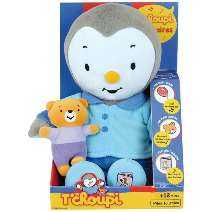 Peluche T'CHOUPI Raconte moi une histoire - JEMINI - ± 30 cm - Bleu - Enfant - Mixte