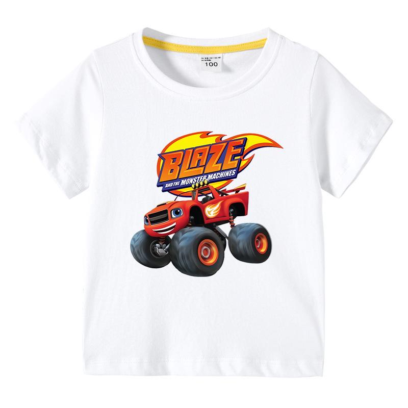 2023 Kids' Cross-border Summer Short-Sleeve Cartoon Car T-shirt
