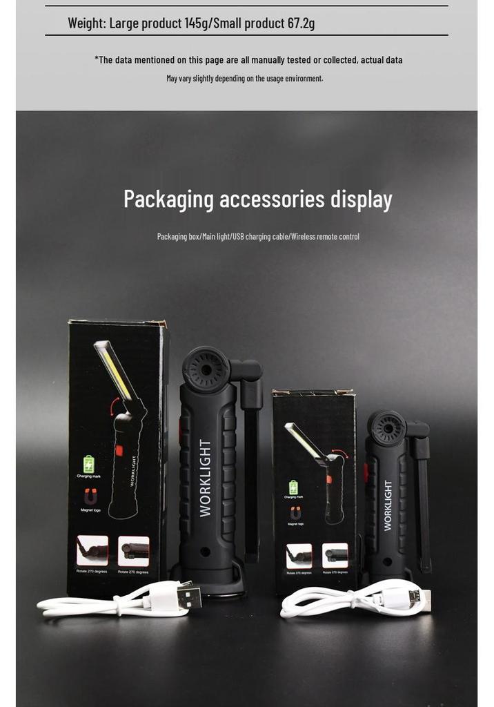 LED Foldable Magnetic Work Light - Outdoor COB Flashlight for Car Repair & Inspection