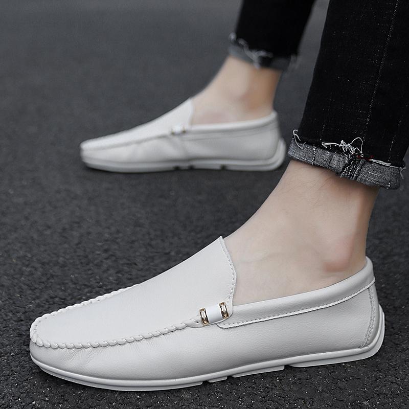 Lightweight Leather Penny Loafers Men Casual Shoes Slip On Flats Youth Man Shoes Breathable Driving Footwear Sapato Masculino