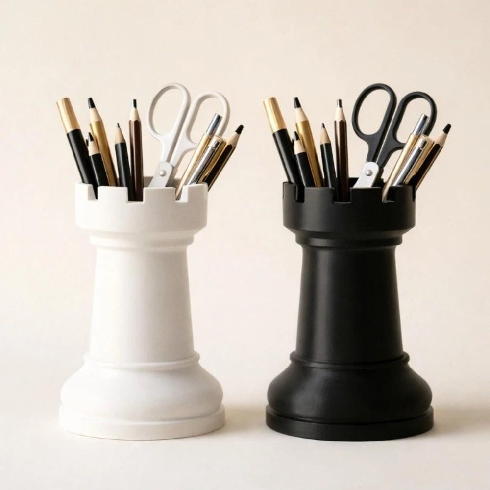Plastic Chess-Shaped Pen Holder Multi-function Creative Pencil Storage Box Flower Vase Makeup Brush Storage Cup Gift