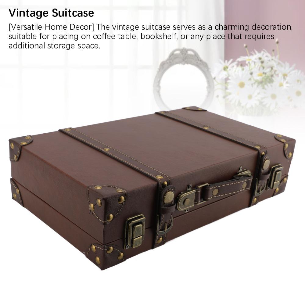 Wood Vintage Suitcase Brown Wooden Storage Box Multi-purpose Organizer  Home Organization