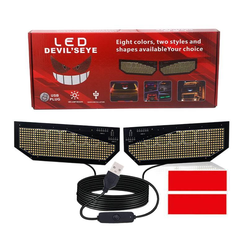2PCS Devil Eyes Light Car Window Flexible LED Display Screen Matrix Pixel Panel Demon Dynamic Eye Light For Car Truck Windshield