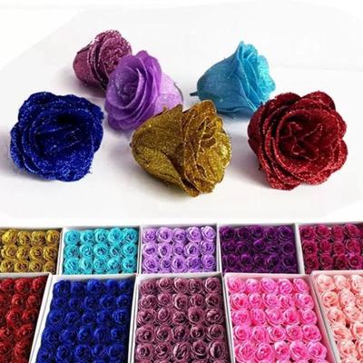 Fleurs Artificielles Têtes 7cm DIY Bouquet Matériaux DIY Rose Pailletée Nouvelles Têtes de Fleurs Artificielles