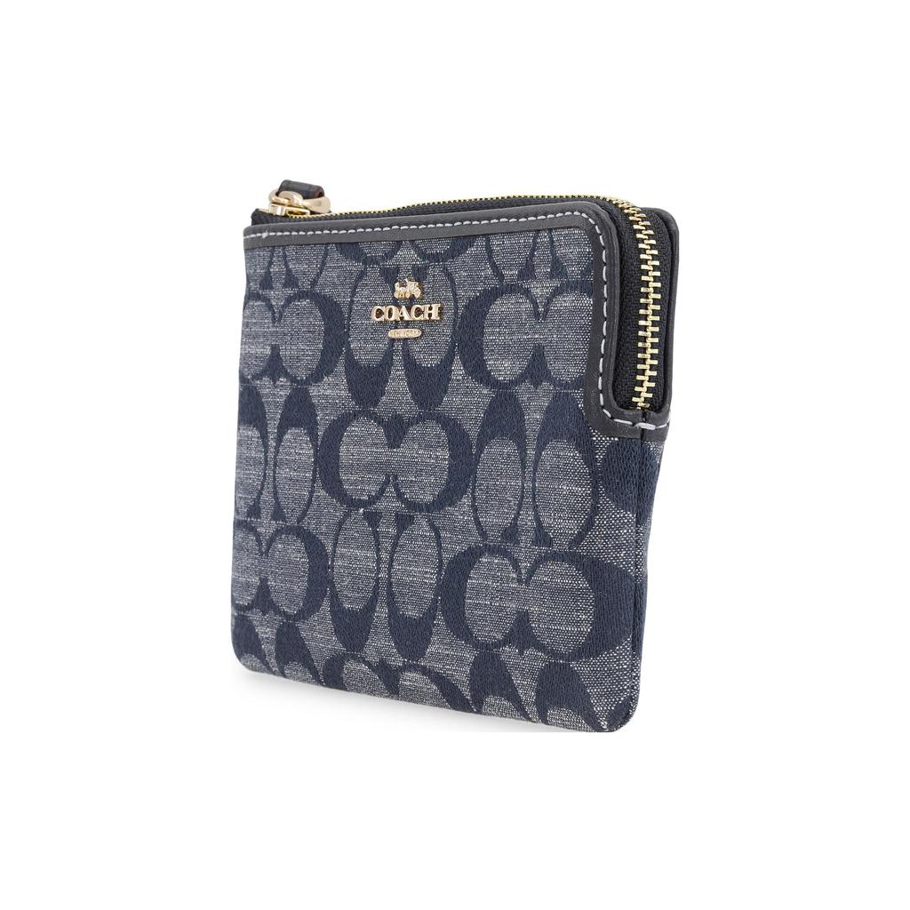 Coach Nolita 16 Classic Monogram Zip Closure Fabric Wristlet Clutch Small Women clutch Denim-Blue CH371-IMDEI