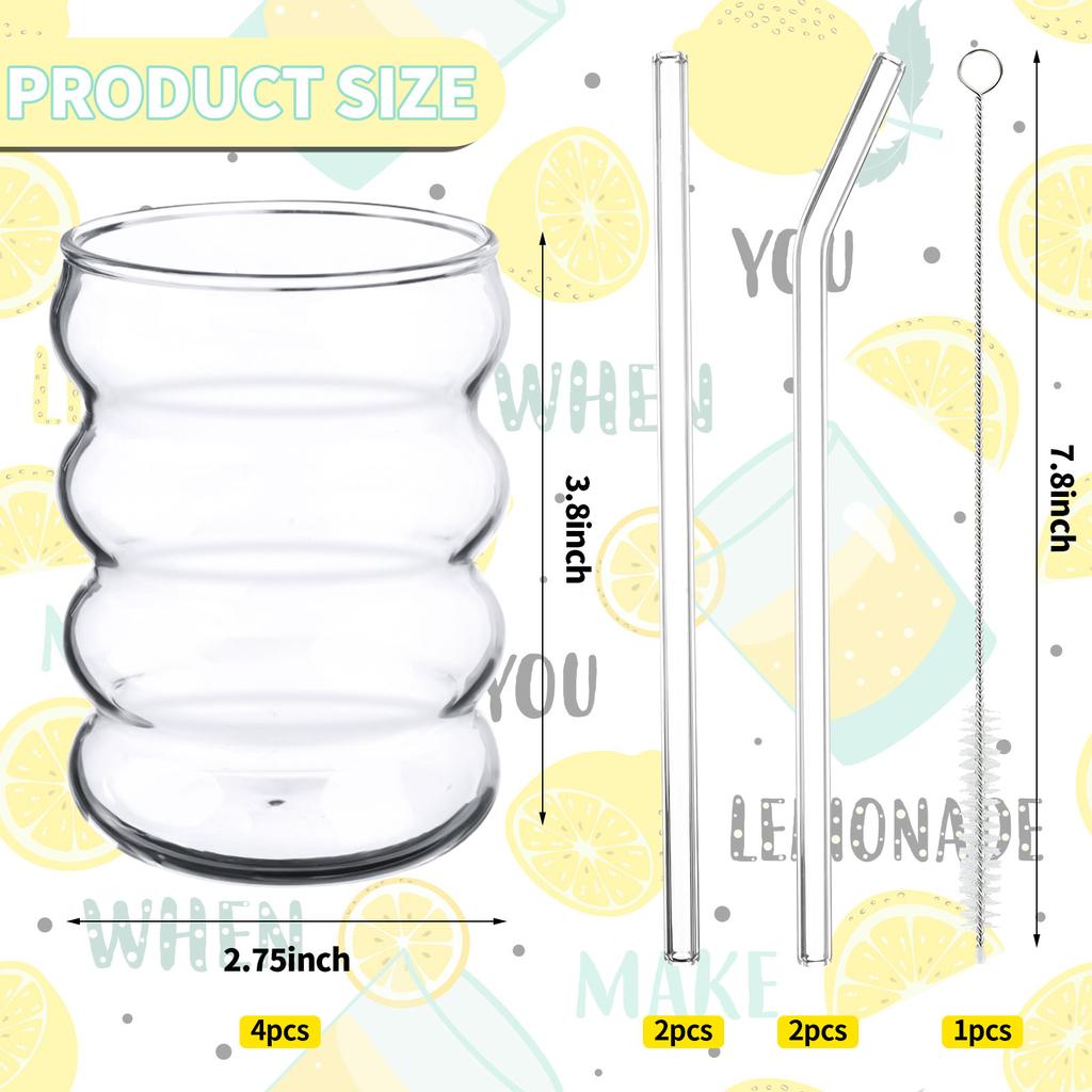 Creative Beer Glasses Cups Ripple Shaped Vintage Clear Drinking Glasses