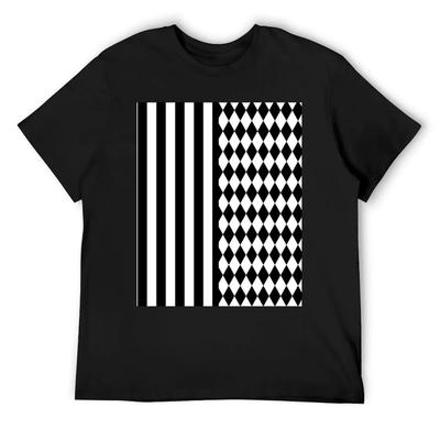 Černé a bílé Harlekýnské kosočtverce a pruhy Tričko oblečení plus size oversizeds kawaii oblečení pánské tričko