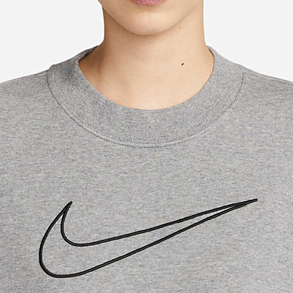 Nike Logo Pullover Crewneck Long Sleeve Sweatshirt Women Sweatshirt Gray DQ5543-091