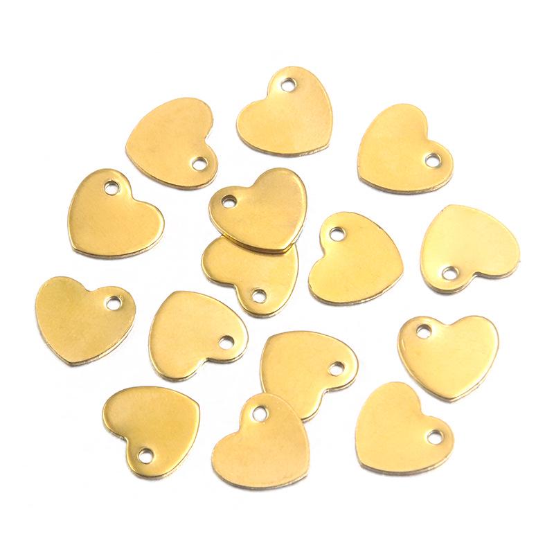 Colorfast Heart Pendant in Stainless Titanium Steel with Real Gold Chain - Vibrant DIY Bracelet & Necklace Accessory