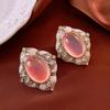 Medieval Vintage Rhombus Flower Earrings Retro Light Luxury High-end Earrings Niche Court Style Earrings