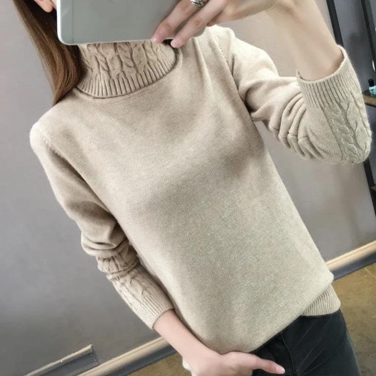 Jesień Zima Kobiety Golf Sweter Kobiety Długi Rękaw Pogrubiony Slim Dzianiny Damskie Swetry i Pulowery Kobiecy Sweter Trykot Topy