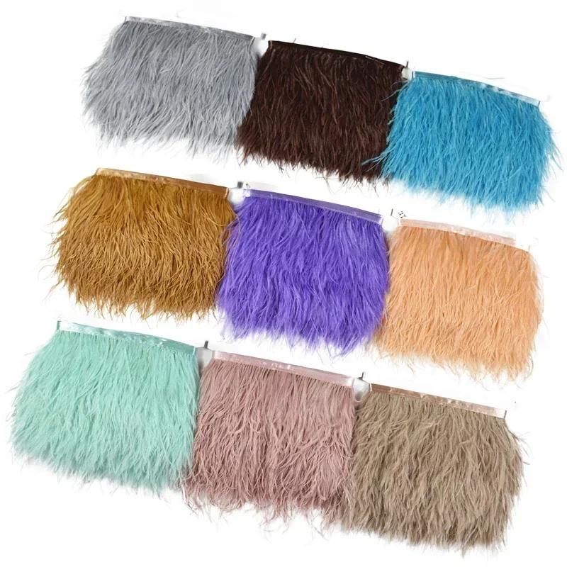 Pióra1Metr Pióra Strusie na Taśmie Wstążce Frędzle Wykończenie 8-10cm DIY Spódnica Szewskie Dodatki Ubrania Białe Pióro DIY Dekoracja Dekoracja