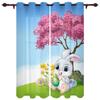 Modern Window Curtains Bunny Rabbit with Flowers Watercolor Luxury Fashion Curtains for Living Room Bedroom Kitchen Drapes