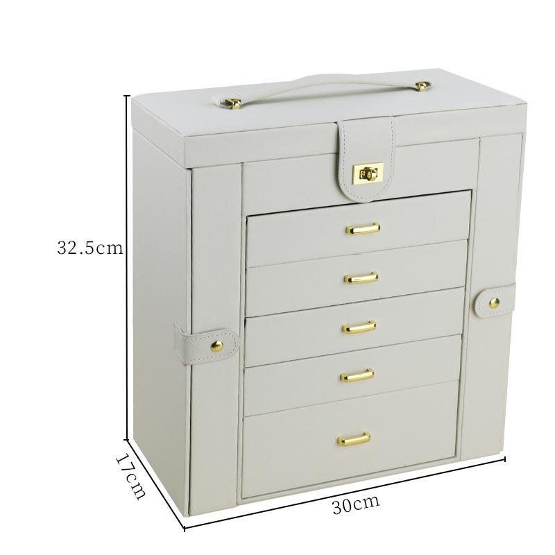 In Stock: Six-Layer Double-Opening Jewelry Box for Necklace, Ring, and Accessories Organization.