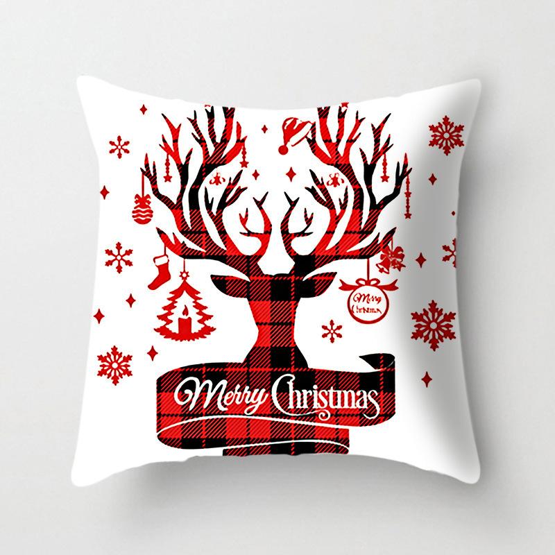 45x45cm New Year Christmas Elk Letter Printing Pattern Cushion Cover Home Living Room Sofa Decoration Throw Pillow Cover