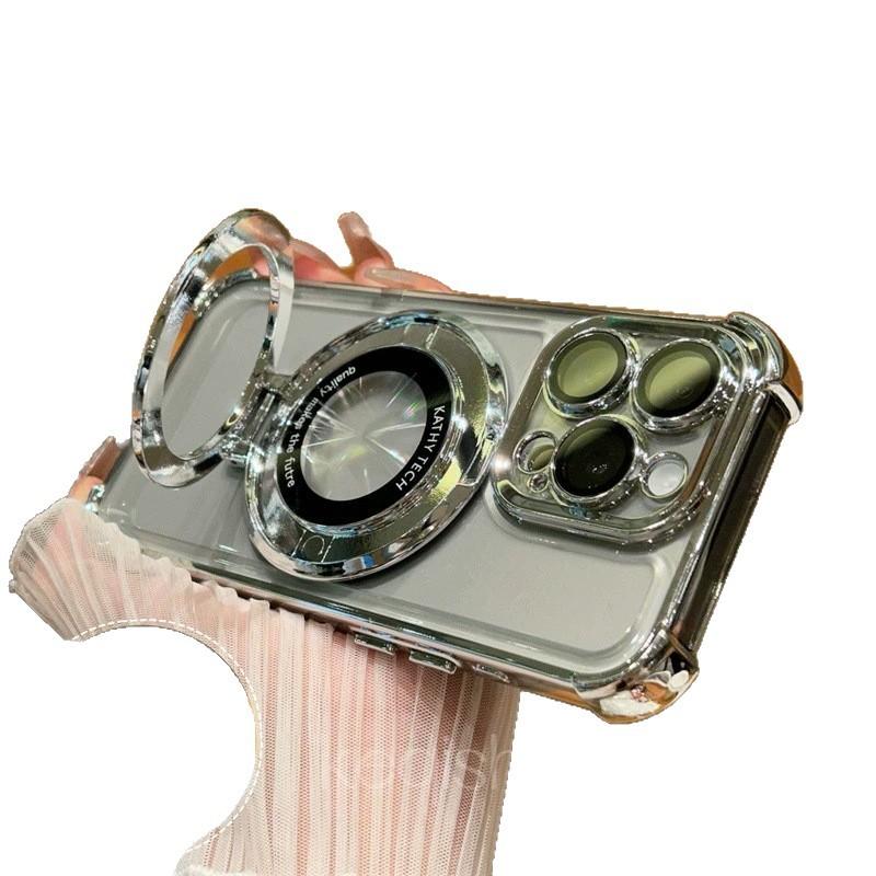 Applicable to iPhone17 magnetic suction bracket mobile phone case Apple 16 four corners anti-drop 15proMax airbag protective cover 14