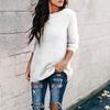 Moda Autunno Inverno Donna Maglione Morbido Colore Unico Manica Lunga Pullover Top