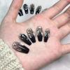 High-End Black Rose Lace with 3D Diamond Nail Art